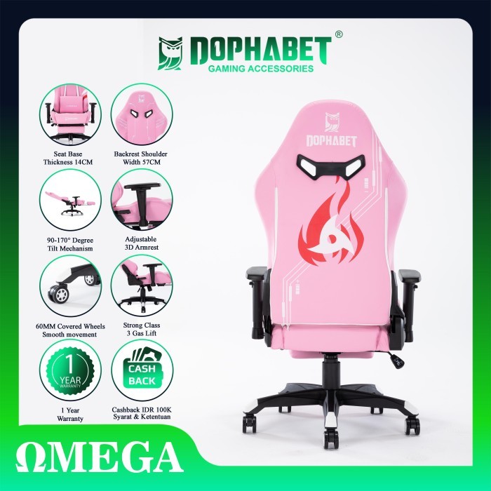 Dophabet Omega Pink Series Premium Quality Seat Kursi Gaming Chair