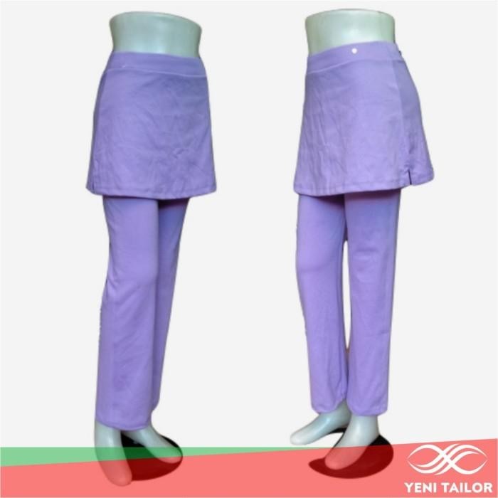 BISA GRAB Celana Senam Wanita Panjang Rok Ungu Muda Bahan Tc Spandex - Xl