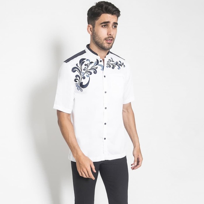 Lgs - Baju Koko - Kemeja Koko - Koko Bordir Batik - Putih - Slim Fit #Gratisongkir #Sale #Discount