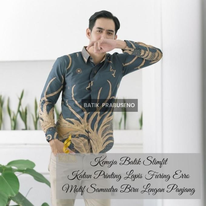 || Best seller  ~`~ Batik Prabuseno Couple Sarimbit Katun Full Furing Samudra Biru ||~~~