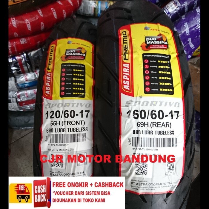 Paket Ban Motor Sport Moge 120/60 & 160/60 Ring 17 Aspira Sportivo Cbr