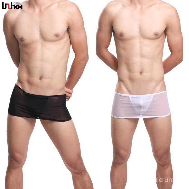 Transparent pouch UzHot Men's Ultra-Thin Sexy Thong Underwear11008Men's Mesh See-through Underwear T