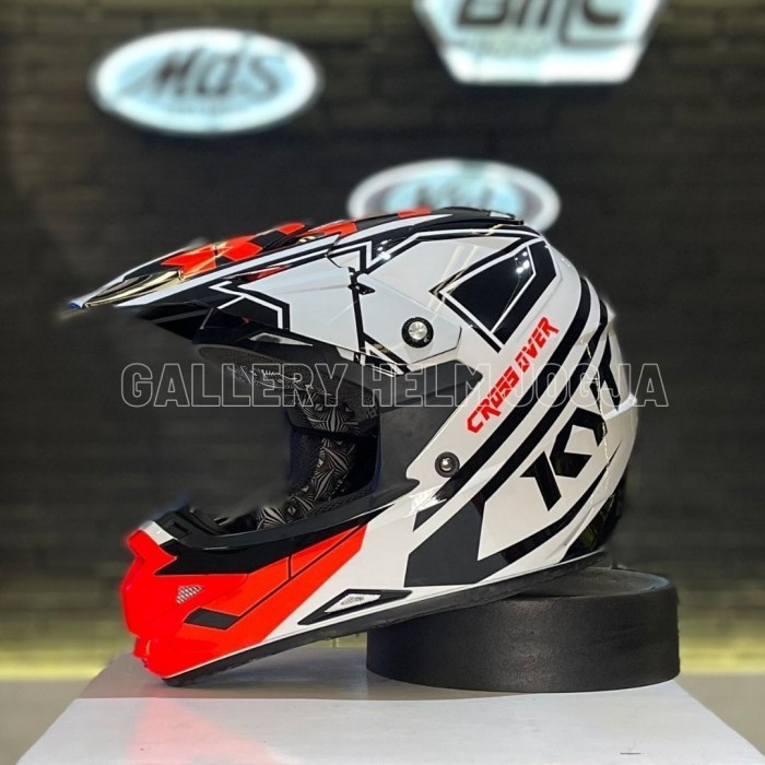 Kyt Cross Over Krc Super Fluo White Red Fluo - Helm Trail