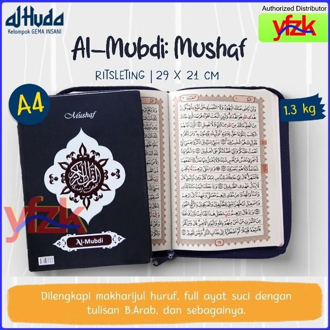 Al-Quran Mushaf 2 Warna Ukuran Besar A4 Ritsleting Al-Mubdi