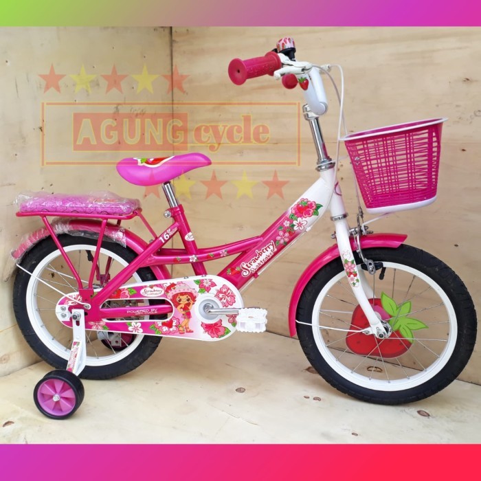 TERBARU SEPEDA MINI ANAK WIMCYCLE ELEXTRA STRAWBERRY CINDERELLA 16 PEREMPUAN