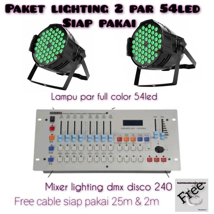 paket lighting panggung 54led full color dan mixer disco 240
