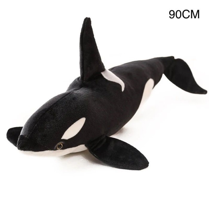 Paus Orca Boneka Guling Lembut Hewan Paus Besar Hewan Laut Ukuran 90cm