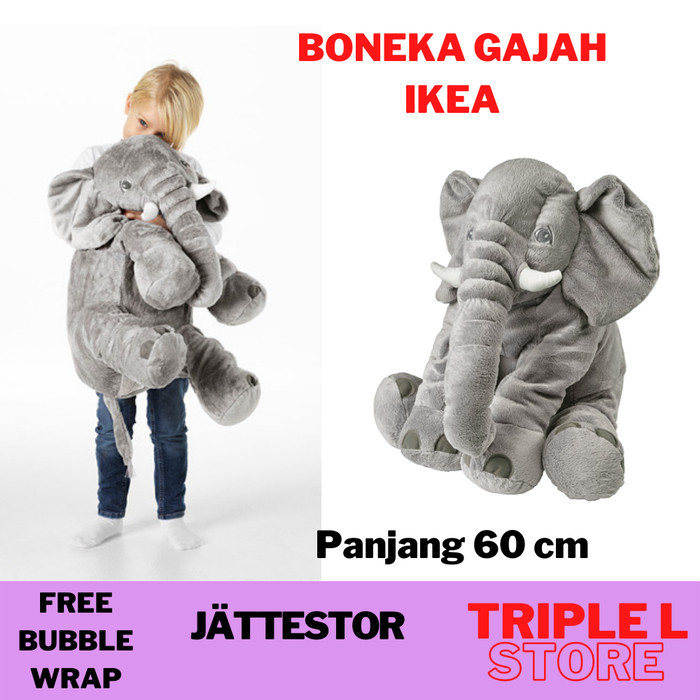 Boneka Gajah Besar Panjang 60 cm Lembut Enak Di Peluk Abu abu JST