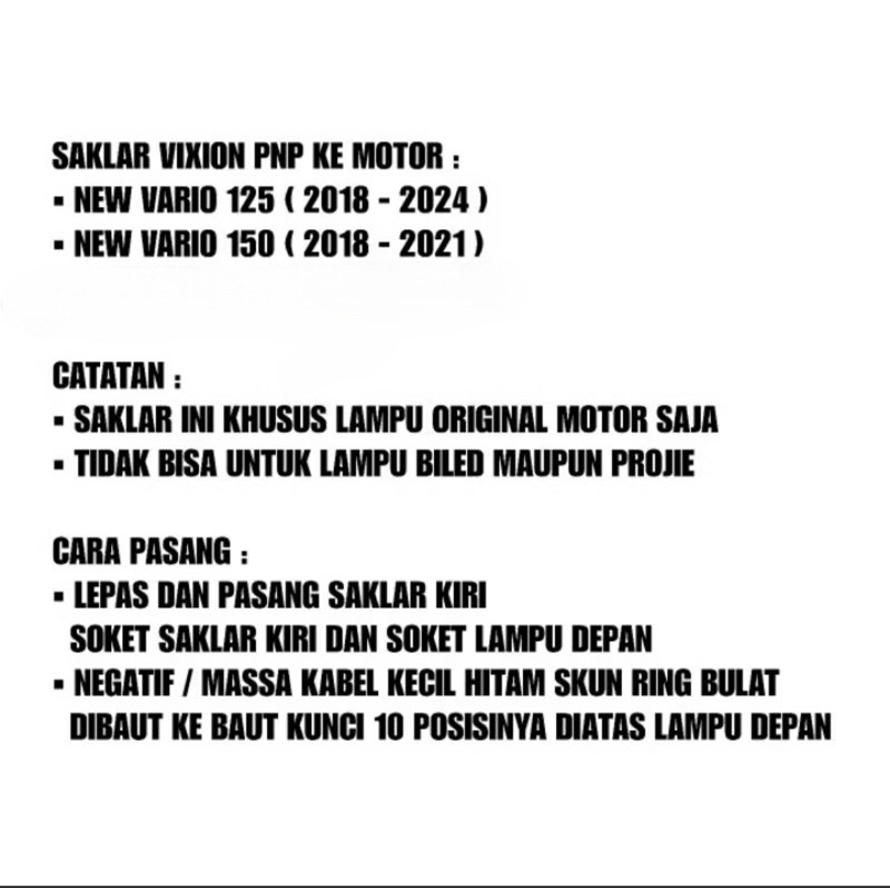 SAKLAR HOLDER KIRI VIXION OLD PNP VARIO 125 VARIO 150