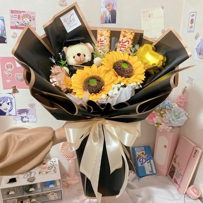 CR - [24 Jam tanpa PO] SUNFLOWER ROSEMAIRY - Buket Bunga Palsu Artificial | Hadiah Hari Valentine | 