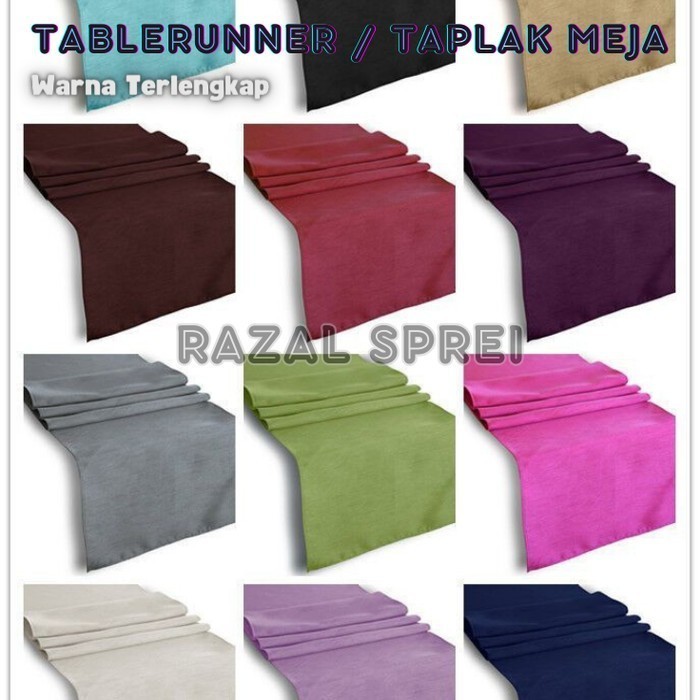 Taplak Meja Table Runner Bahan Suede Premium Hitam Polos Custom Ukuran Ready