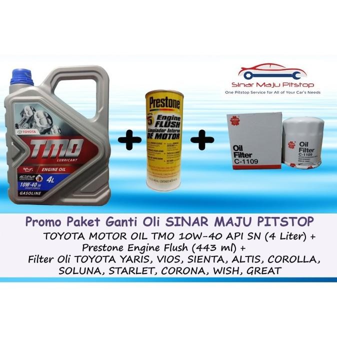 Paket Ganti Oli TOYOTA YARIS & VIOS - TMO 10W-40 & Flush & Filter Oli Berkualitas