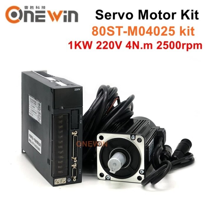 1KW 4NM AC SERVO MOTOR KIT 80ST-M04025 80MM 220V 2500RPM MATCH