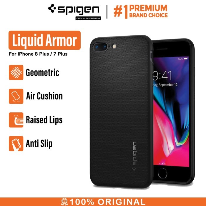 Terbaru Spigen Liquid Armor Case For Iphone 7 Plus / Iphone 8 Plus - Black