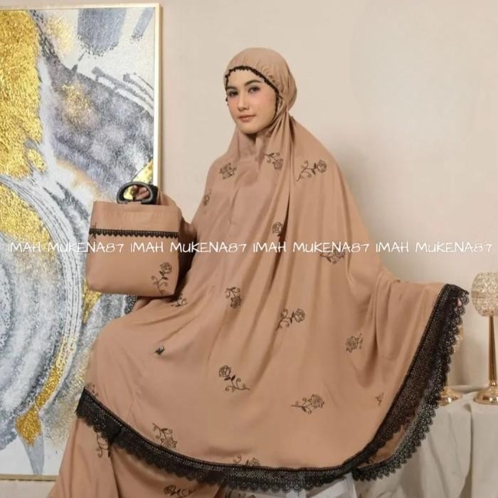 MUKENA DEWASA RAYON BORDIR TULIP lembut premium
