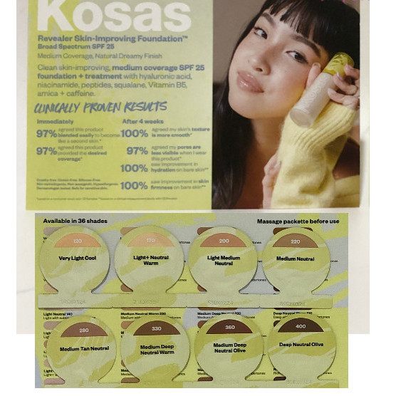 Kosas Revealer Skin Improving Foundation SPF 25 Hyaluronic Acid Niacin