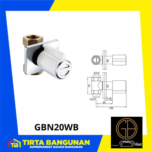 Germany Brilliant GBN2OWB Stop Kran Tanam 3/4 inc