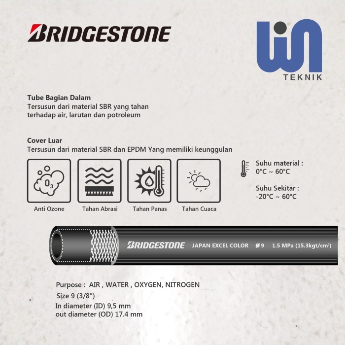 SELANG LPG BRIDGESTONE 3/8" INCH / SELANG GAS LPG / AIR HOSE JEPANG