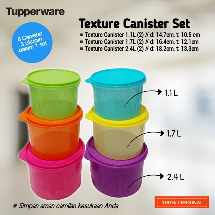 Toples Tupperware Texture Canister 1Set (6Pcs)