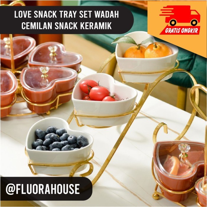 Love Snack Tray Set/ Wadah Cemilan Snack Keramik