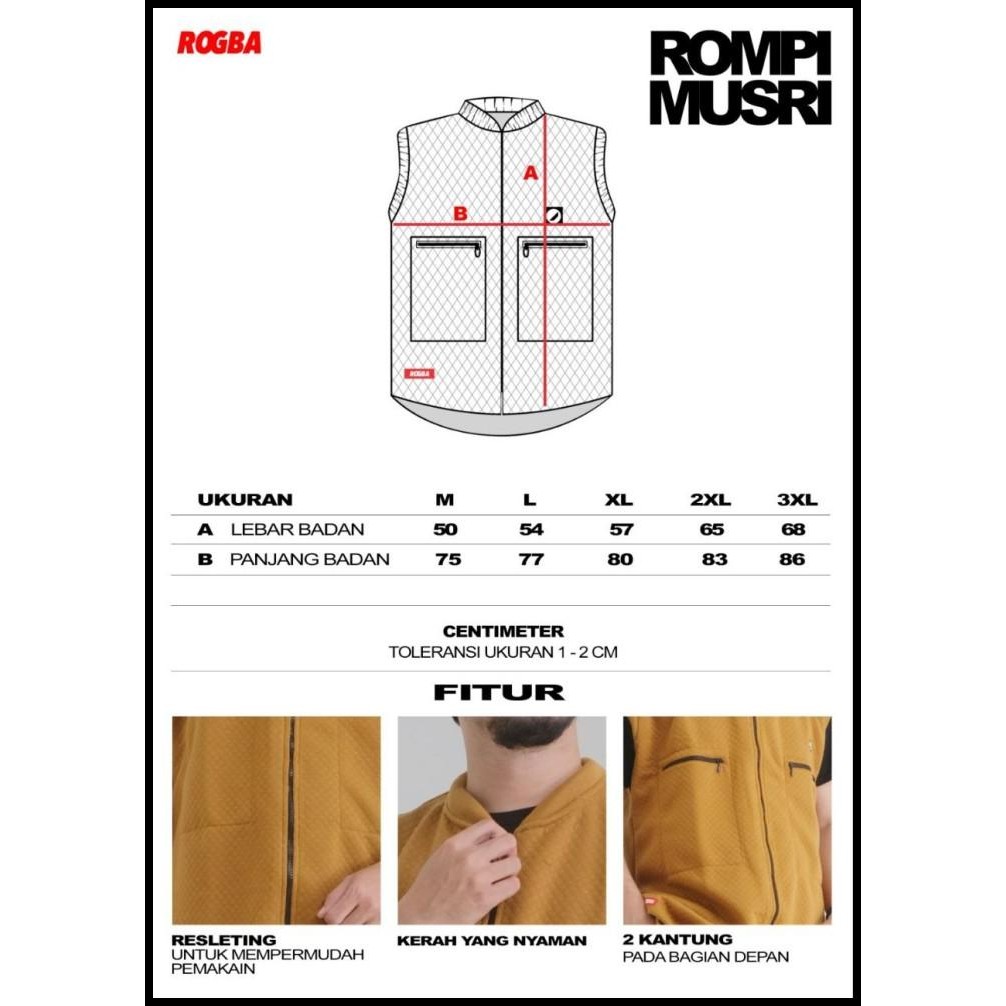 terbaru rompi musri rompi sholat shalat muslim pria cowok rogba original promo