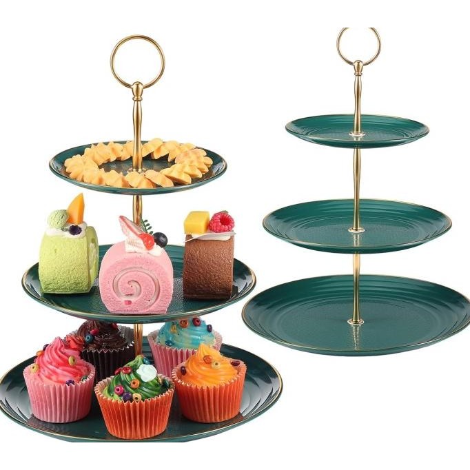 Rak Susun Tatakan Tempat Kue Buah Makanan Cake Tier Plate Tingkat 3 Original
