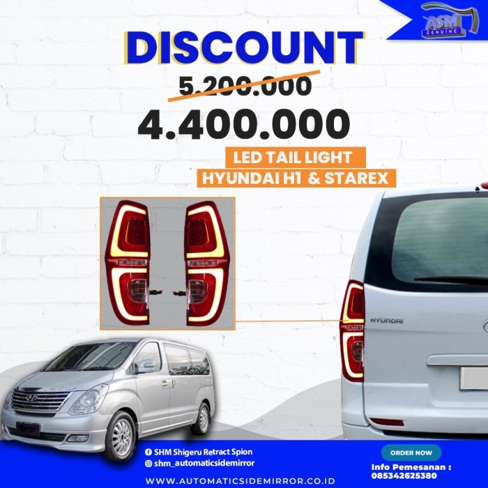 Promo Tail Light Led Stop Lamp Hyundai H-1 H1 Dan Starex 2008 - 2020