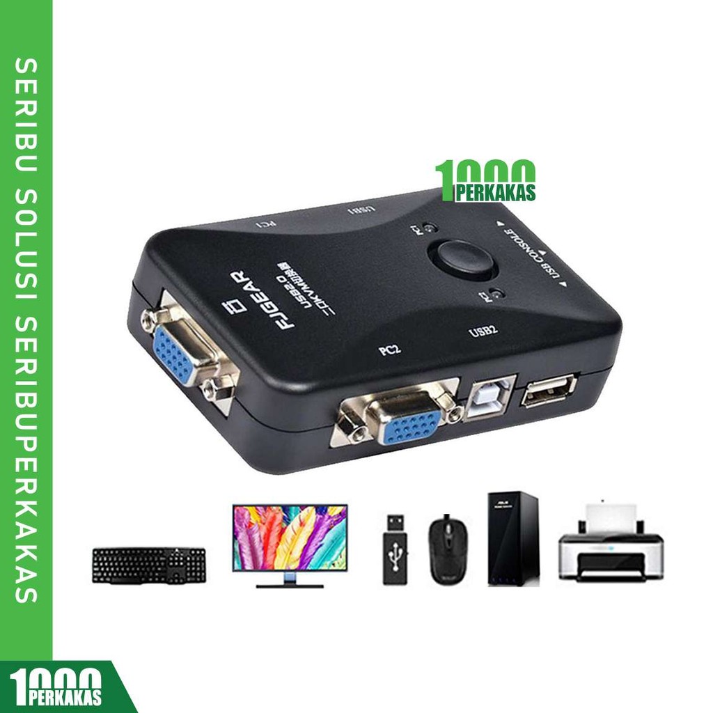 1P Switch KVM 2 Port USB / Manual / VGA