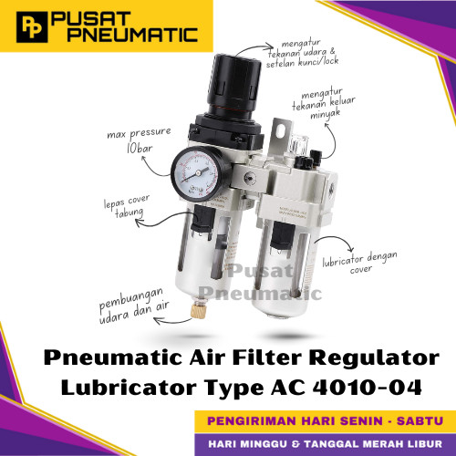 AC 4010 04 Pneumatic Air Pressure Relief Control Combination FRL Series Filter Regulator Lubricator 
