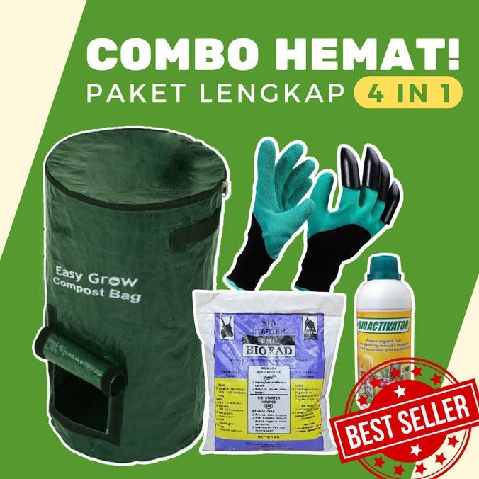 Combo Hemat Paketan Compost Bag 80 Liter & Pengurai Kompos Tas Kantong