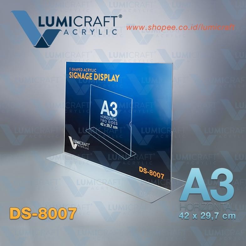 

RUBYSU TENT CARD ACRYLIC MODEL T JUMBO / DISPLAY AKRILIK UKURAN BESAR A3 HORIZONTAL | LUCRAFT DS-8007