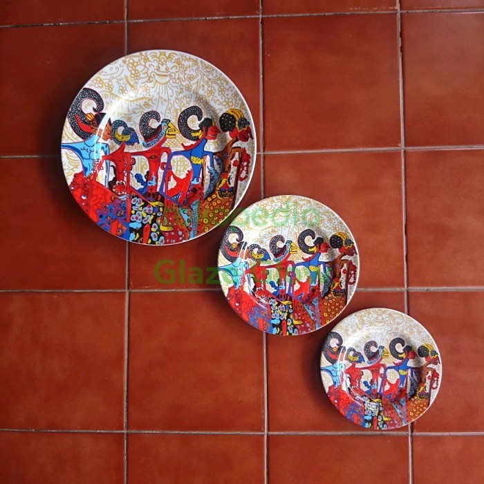 (Set/ Paketan) Piring Keramik Hiasan Pajangan Dinding Motif Wayang Promo