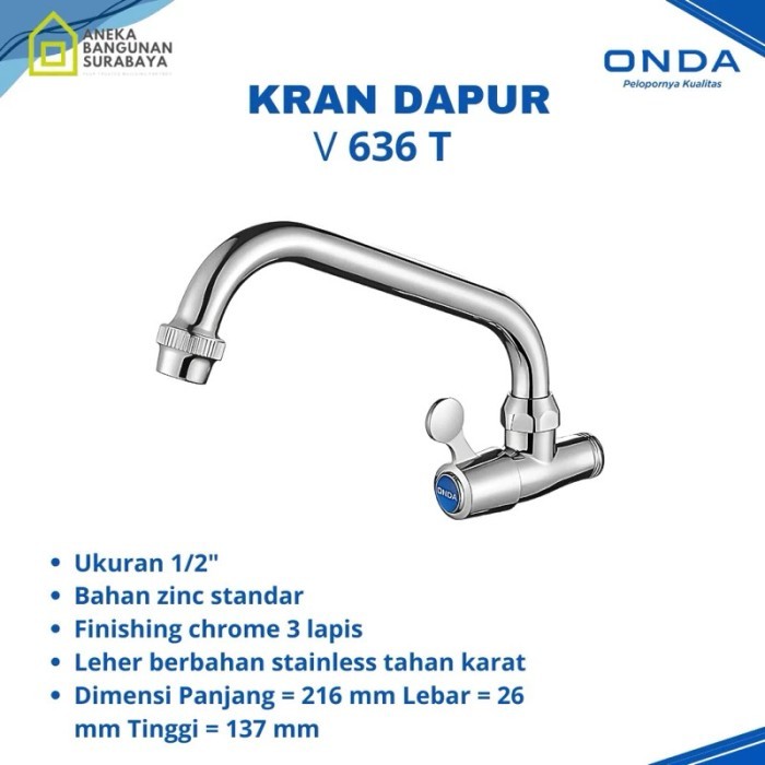 Kran dapur ONDA V 636 T 1/2 keran leher angsa V636 T tuas geser