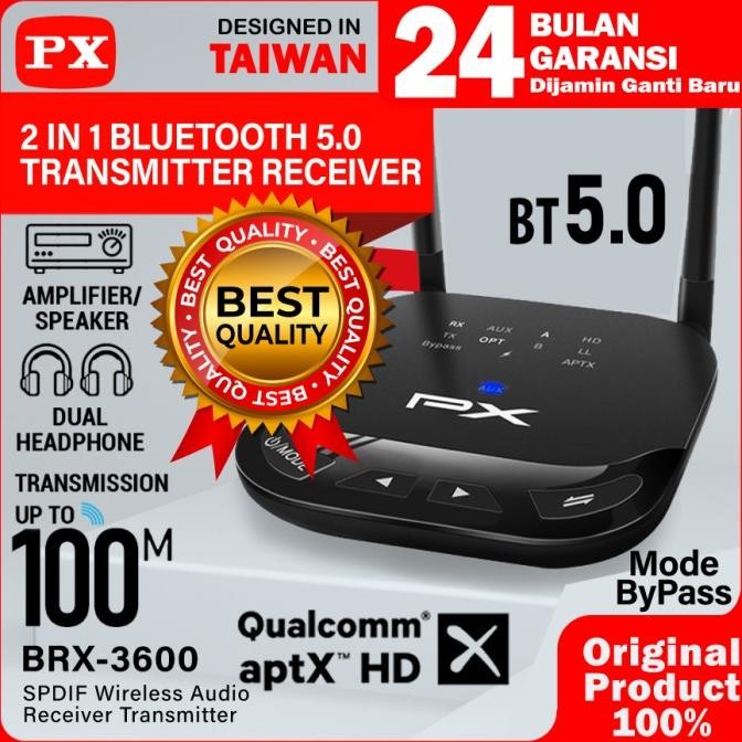 Bluetooth Audio 2In1 Receiver Transmitter 5.0 Hd Stereo Px-Brx-3600