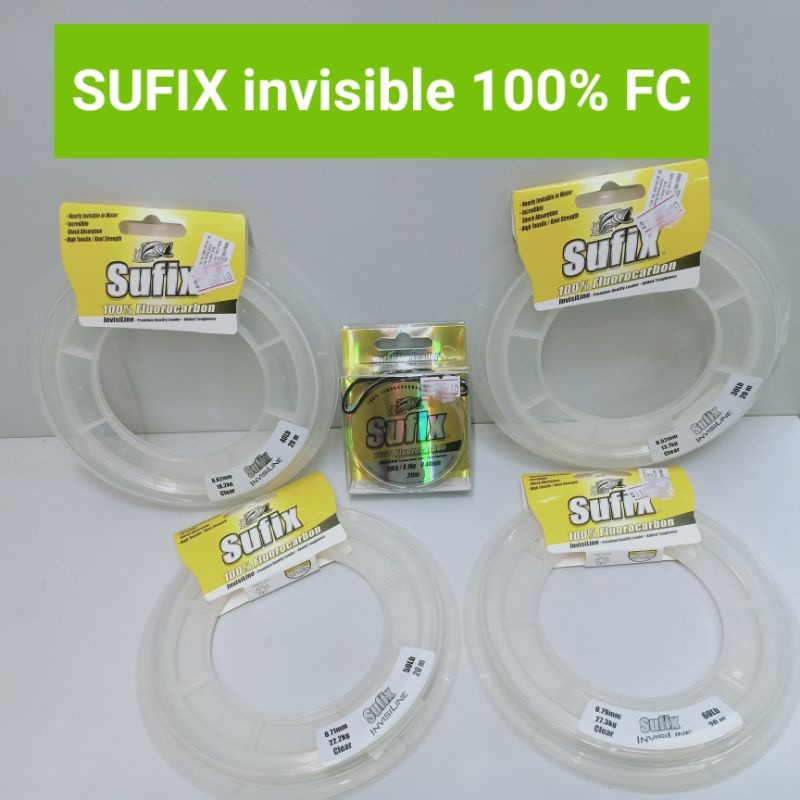 SUFIX Invisiline 100% Fluorocarbon 20m tali pancing bening |etGKknys|