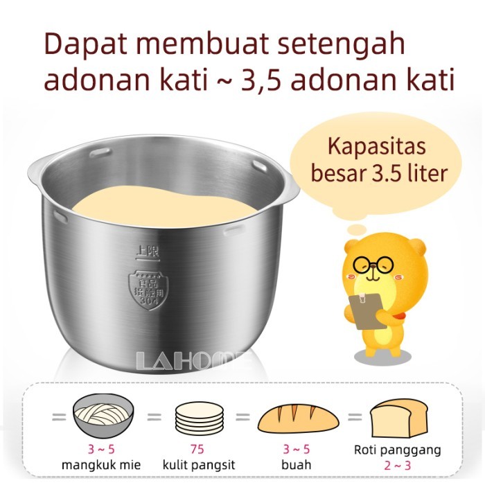 LAHOME Bear Adonan 3.5L Stand Mixer 304 Stainless Steel Bowl Dough