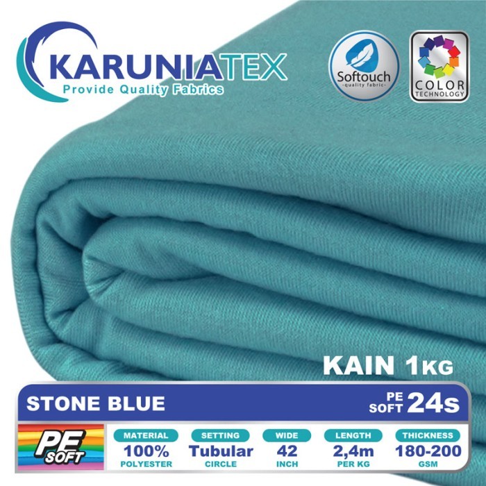 

Kain Kaos PE Soft 24s Kiloan Stone Blue Karunia Textile