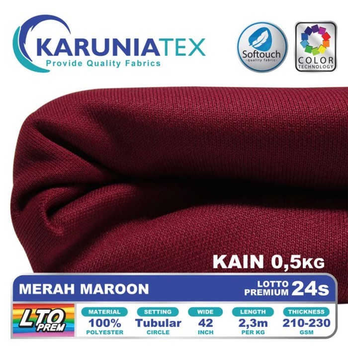 

Bahan Lotto Premium 24s 0,5 Kg Merah Maroon Karunia Textile