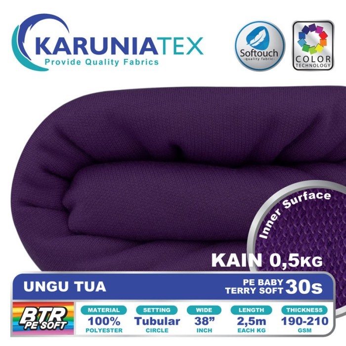 

Bahan Baby Terry PE Soft 30s 0,5Kg Ungu Tua Karunia Textile