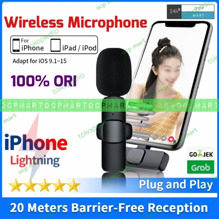 Wireless Microphone Iphone Lightning Mic Lavalier HP Vlog Live Youtube