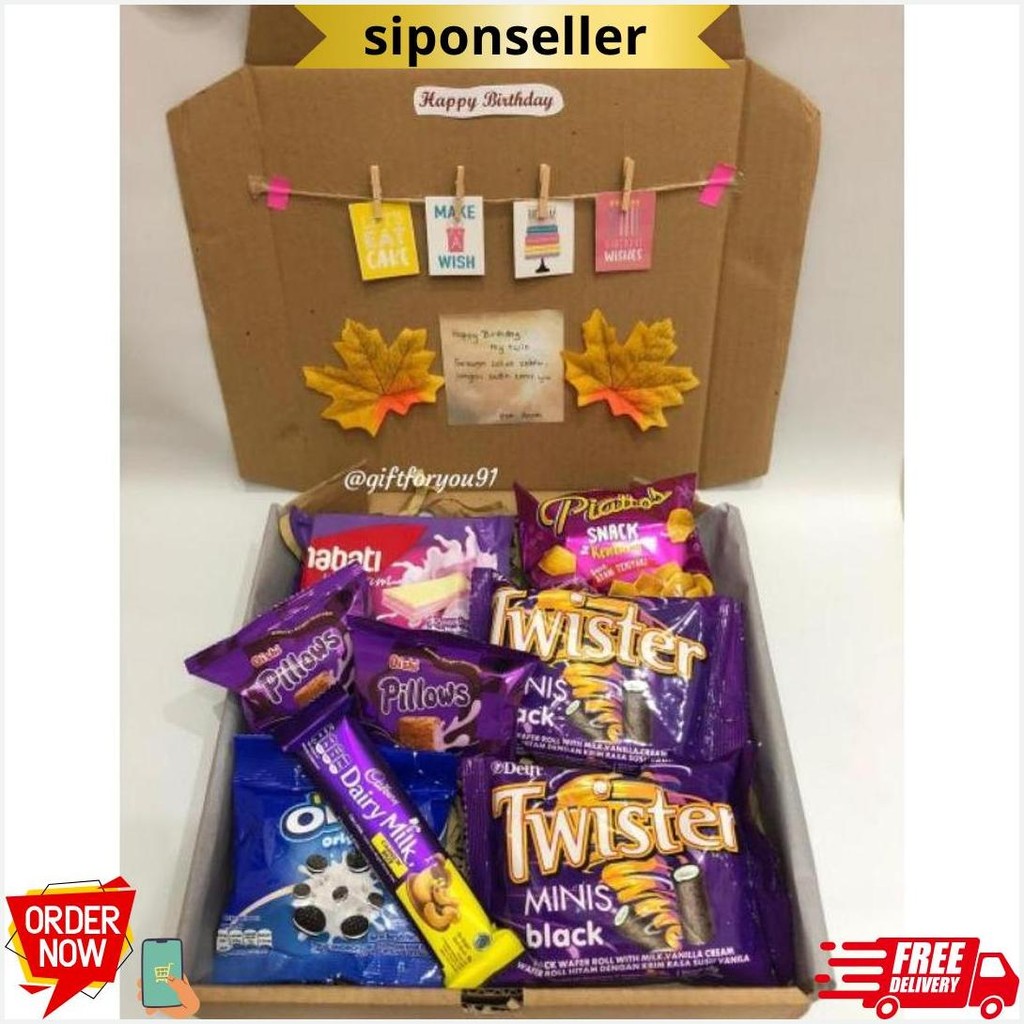 

Snack Box Edisi Custom Warna/Hampers Box/Hampers Snack/Hadiah Hampers Gratis Ongkir