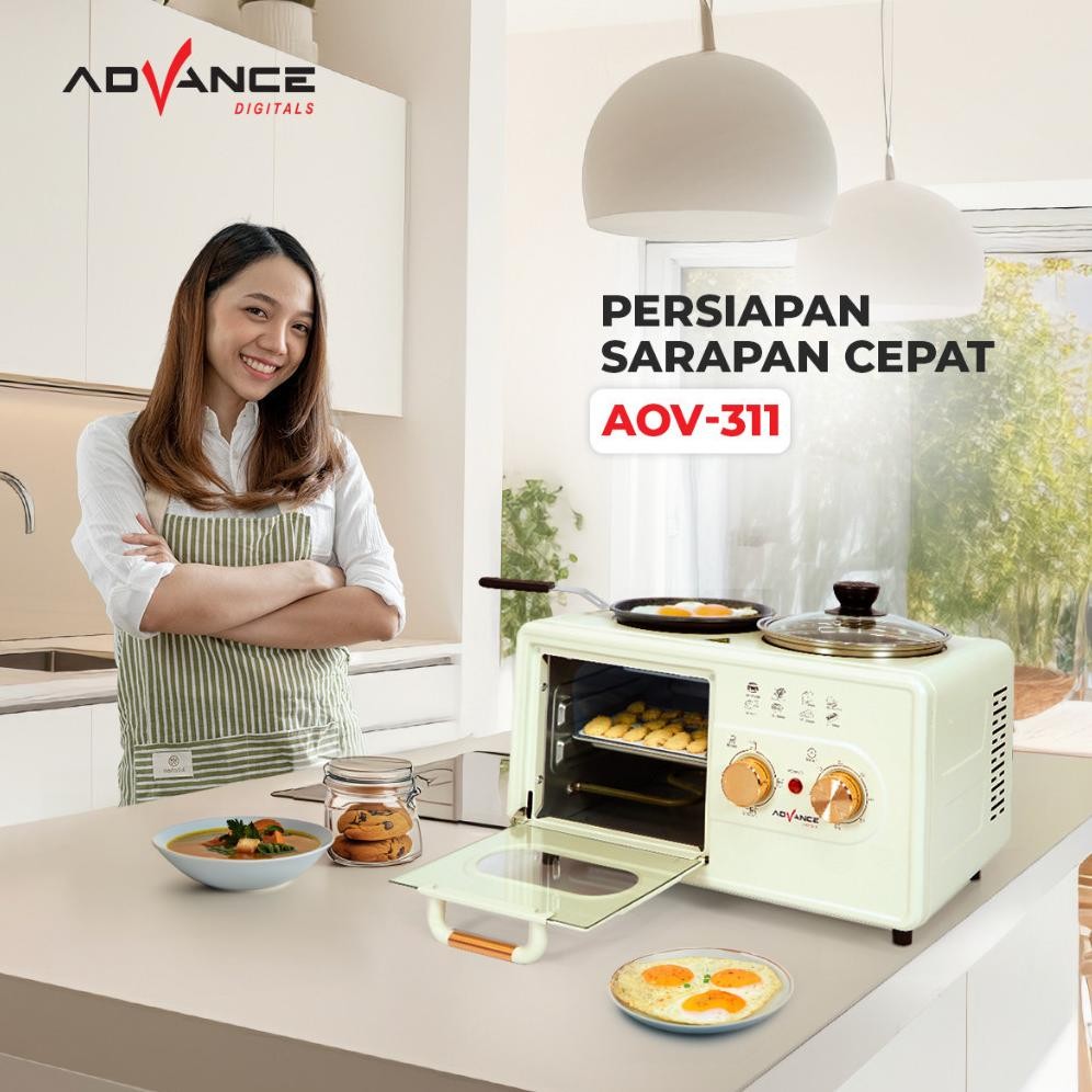 al Gratis Ongkir+CODAdvance Peralatan Masak Serbaguna Mesin Sarapan Oven Listrik/Pan/Kompor Multifun