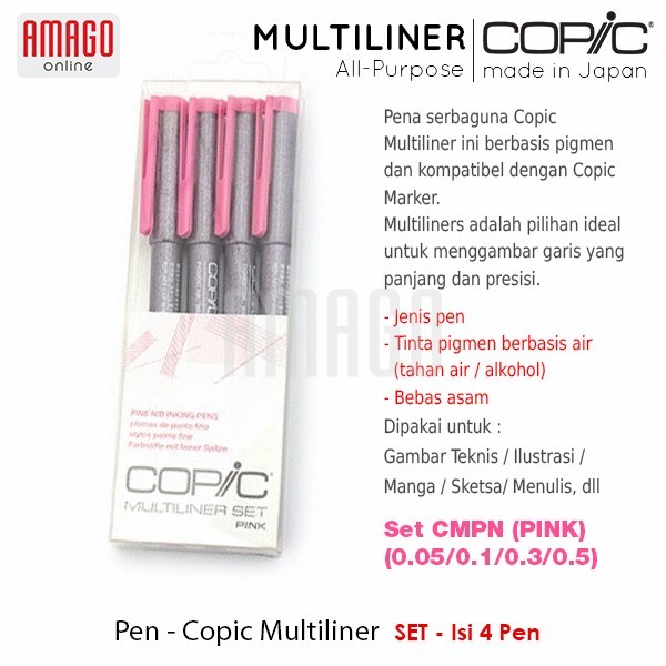 

COPIC MULTILINER - PINK - (4 PCS/SET) - CMPN/SET