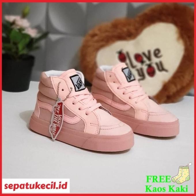 Sepatu Boots Anak Perempuan Vans SK8 Perekat Pink Size 21 35