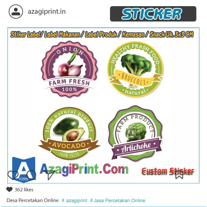 Stiker Label/ Label Makanan / Label Produk / Kemasan / Snack Uk. 3x3cm