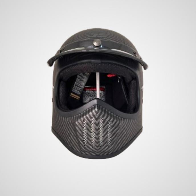 Helm Cakil Retro JS Carbon Doff Full Face Dewasa Original SNI Terlaris
