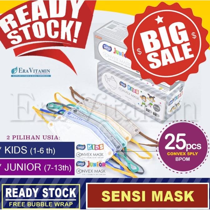 tersedia masker sensi convex kids anak junior kf94 kn95 duckbill box