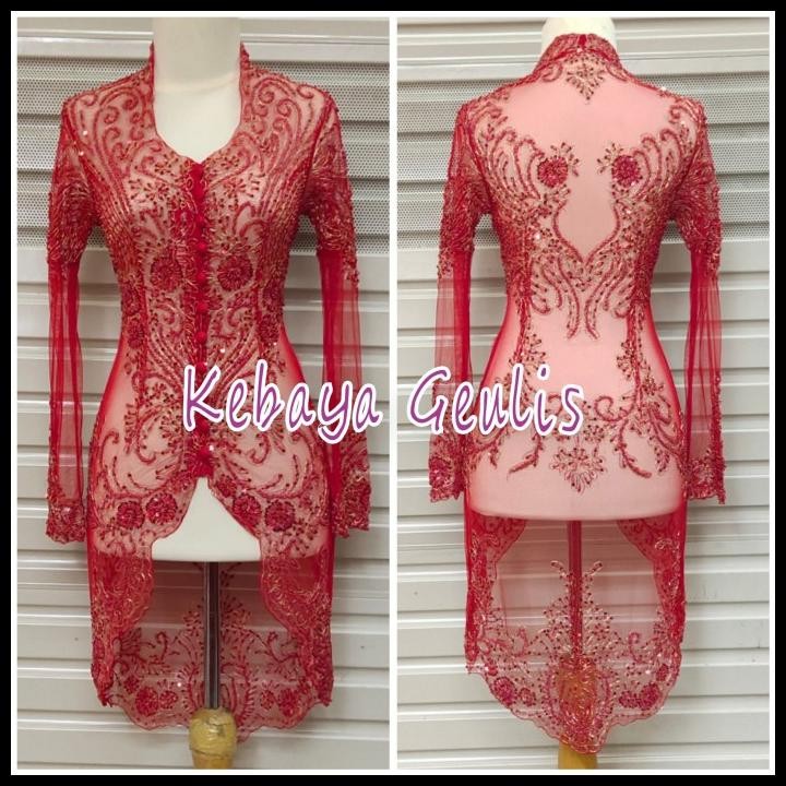 Atasan Kebaya Pesta Kebaya Payet Merah Cabe +Longtorso Best Seller