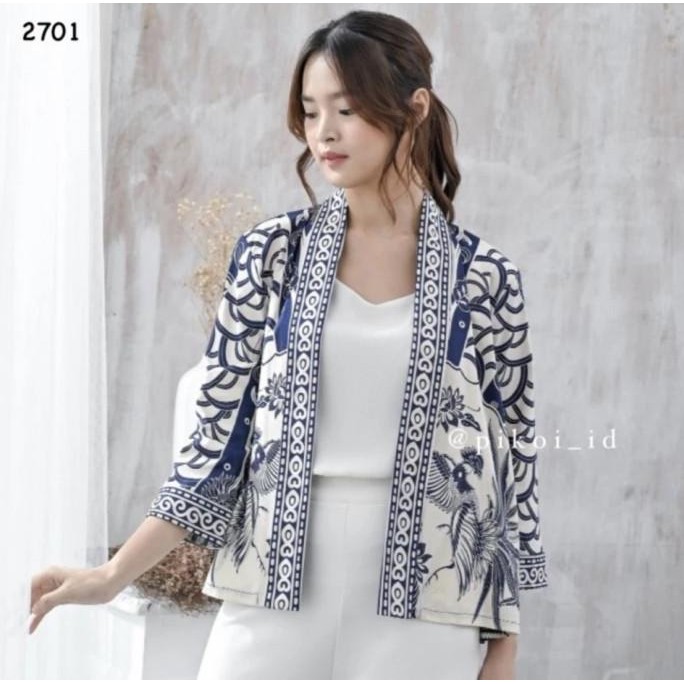 Outer Batik Wanita Modern / Cardigan Batik Katun Cewek Lengan Panjang