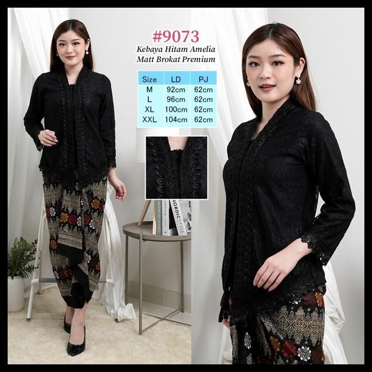 Atasan Kebaya Brokat Lengan Panjang Warna Hitam Amelia Kebaya Akad Best Seller